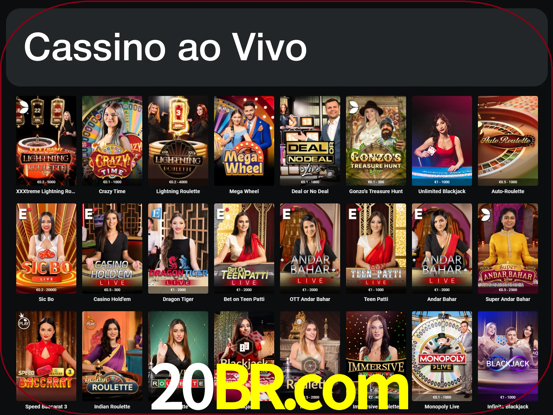Jogue jogos de cassino com um verdadeiro dealer.